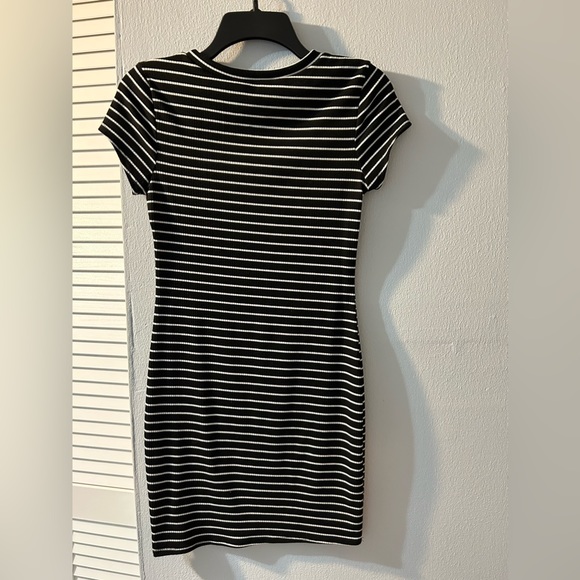 Black and White Stripped Mini Dress - Picture 2 of 3